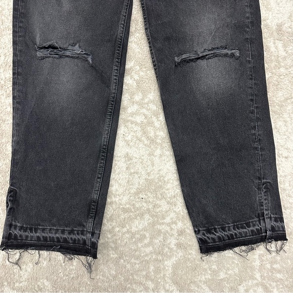 Free People Lita High Rise Black Jeans | Distressed Baggy Mom Jean Boho Ankle - Picture 7 of 12